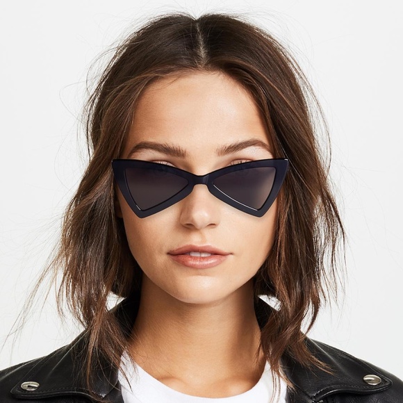 SAINT LAURENT SL 207 Jerry Triangular Acetate Frame Sunglasses in Black - Picture 4 of 4